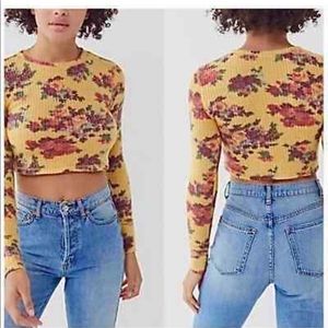 Urban Outfitters Floral Waffle Knit LS Top